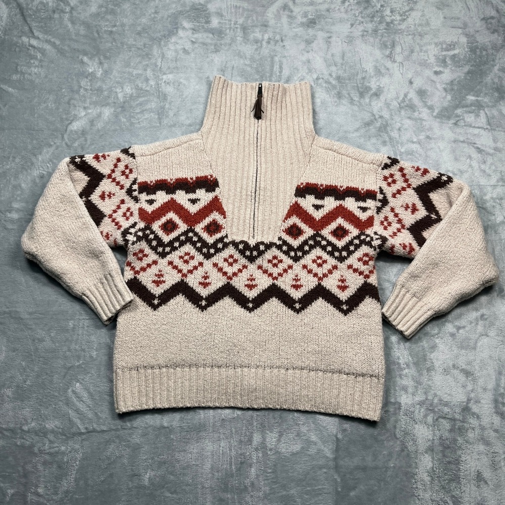 Idyllwind Quarter Zip Sweater Womens Beige Southwestern Geometric Knit M